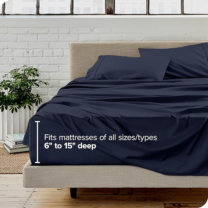 Bare Home Twin Sheet Set - 1800 Ultra-Soft Microfiber Twin Bed Sheets - Double Brushed - Deep Pockets - Easy Fit - Extra Soft - 3 Piece Set - Bedding Sheets & Pillowcases (Twin, Midnight Blue)