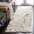 SAFAVIEH Florida Shag Collection Runner Rug - 2'3" x 11', Cream & Blue, Scroll Design, Non-Shedding & Easy Care, 1.2-inch Thick Ideal for High Traffic Areas in Living Room, Bedroom (SG455-1165)