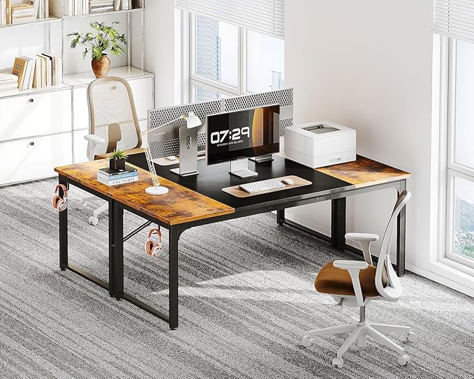 Coleshome 63 Inch Computer Desk, Modern Simple Style Desk for Home Office, Study Student Writing Desk, Vintage and Black