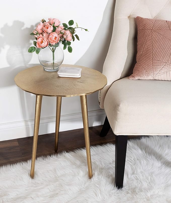 Kate and Laurel Sancia Modern Side Table, 15 x 15 x 20, Gold, Sand Casted Iron Table for Display and Storage