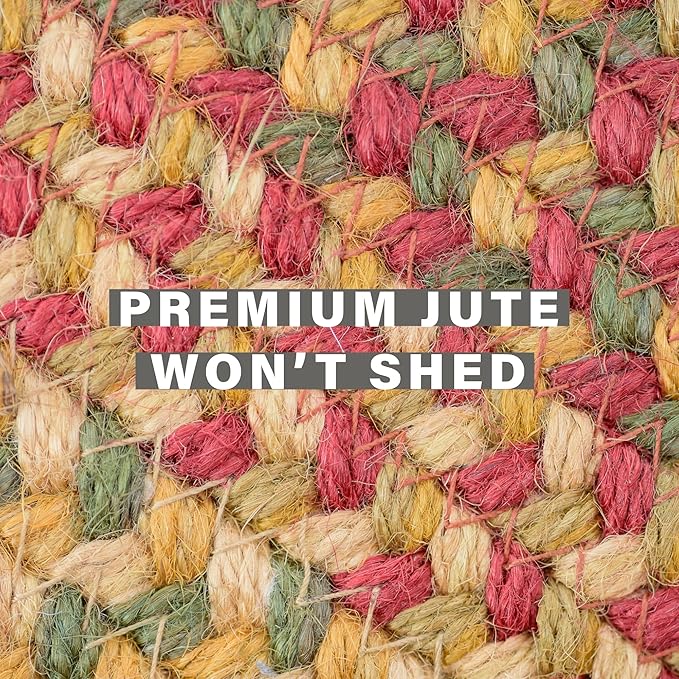 Cider Barn Cranberry Red Braided Oval Area Rugs, Jute, 5x8' - Perfect Country Rustic Decor for Living Room, Dining Room, Everywhere