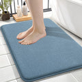 OLANLY Thick Memory Foam Bath Mat Rug 24x16, Extra Soft Absorbent Bathroom Rug, Quick Dry Bath Mats, Non-Slip, Machine Washable Carpet for Bathroom, Tub and Shower, Home Decor Accessories, Airy Blue