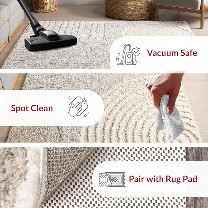nuLOOM Gloria Abstract Shag Area Rug, 12x15, Beige