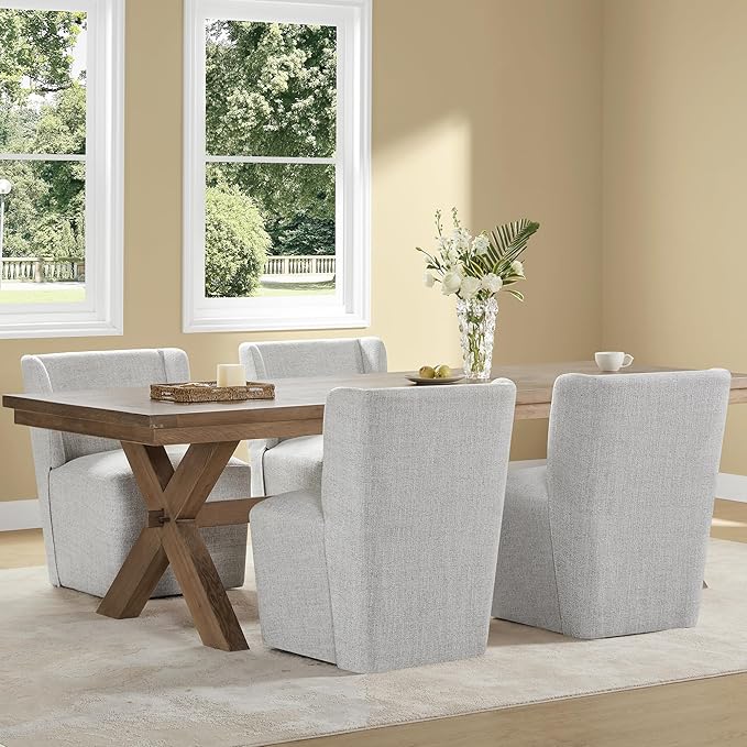 Dining Chairs with Casters Require Assembly Upholstered Wingback Single Sofa Armless Deskchair for Bedroom Waiting Room Kitchen Diningroom