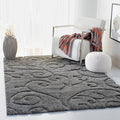 SAFAVIEH Florida Shag Collection Accent Rug - 4' x 6', Grey, Scroll Design, Non-Shedding & Easy Care, 1.2-inch Thick Ideal for High Traffic Areas in Entryway, Living Room, Bedroom (SG455-8013)