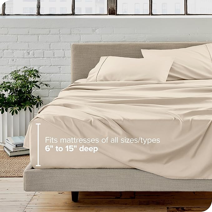 Bare Home Full Sheet Set - Luxury 1800 Ultra-Soft Microfiber Full Bed Sheets - Double Brushed - Deep Pockets - Easy Fit - 4 Piece Set - Bedding Sheets & Pillowcases (Full, Sand)