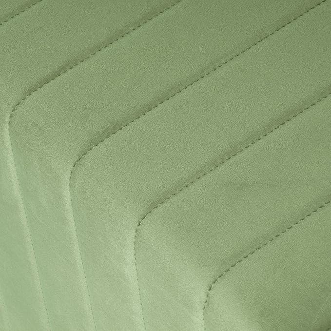 HomePop Modern Channel Tufted Velvet Ottoman Home Décor|Ottoman for Living Room & Bedroom - Green