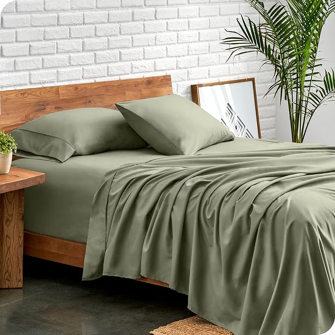Bare Home California King Sheet Set - 1800 Ultra-Soft Microfiber Cal King Bed Sheets - Double Brushed - Deep Pockets - Easy Fit - 4 Piece Set - Bed Sheets (California King, Sage)
