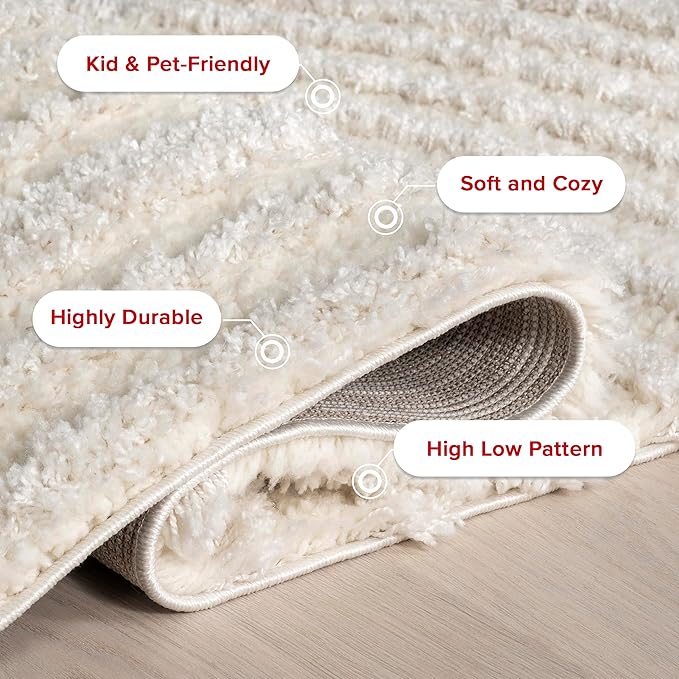 nuLOOM Gloria Abstract Shag Area Rug, 9x12, Beige