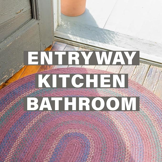 Jamestown Burgundy Braided Oval Rug, Jute, 20x30 - Rustic Primitive Decor for Entryway, Kitchen, Everywhere