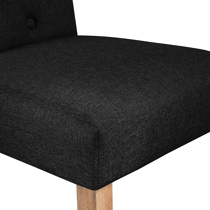Yaheetech Dining Chairs Set of 6 Fabric Upholstered Dining Room Chairs with Button Tufted High Back and Solid Wood Legs for Kitchen/Living Room/Restaurant, Modern Style, Black