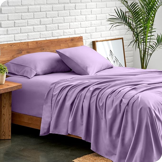 Bare Home Split King Sheet Set - 1800 Ultra-Soft Microfiber Bed Sheets - Double Brushed - Deep Pockets - Easy Fit - 5 Piece Set - Bed Sheets & Pillowcases (Split King, Lavender)
