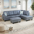 NicBex Sectional Couch 3 Pieces Sofa Set with Left Chaise Synthetic Leather L Shaped Cloud Couch for Living Room Furniture Sets with Storage Ottoman, Modular Sofa for Apartment, Silver Gray