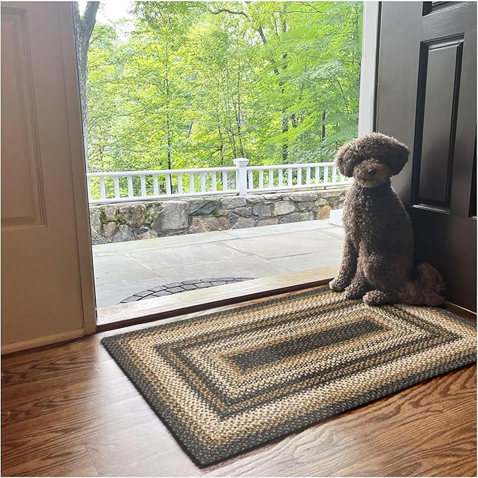 Homespice Kilimanjaro Premium Jute Braided Area Rug, 22" x 72" Rectangular Hall Runner Black, Natural Jute Yarn Rustic, Country, Primitive, Farmhouse Style - 30 Day Risk Free Purchase