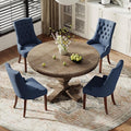 COLAMY Wingback Upholstered Dining Chairs Set of 4, Fabric Dining Room Chairs with Tufted Button, Living Room Chairs for Home Kitchen, Blue