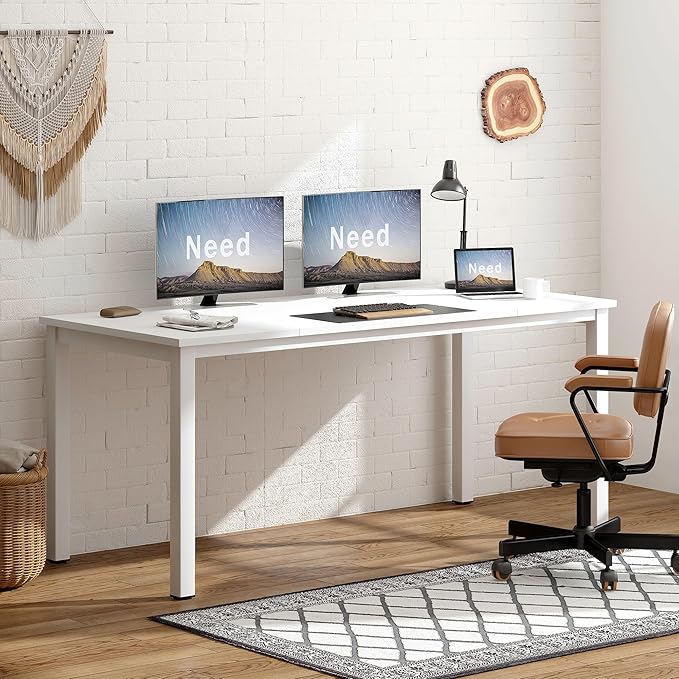 Need Large Computer Desk 70.8 x 31.5 inches Conference Table Large Office Desk Writing Table Workstation for Home Office,White ND-10FJGSAC3-180WW