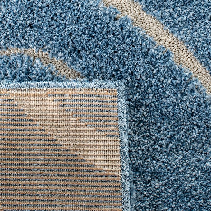 SAFAVIEH Florida Shag Collection Runner Rug - 2'3" x 9', Light Blue & Cream, Scroll Design, Non-Shedding & Easy Care, 1.2-inch Thick Ideal for High Traffic Areas in Living Room, Bedroom (SG455-6011)