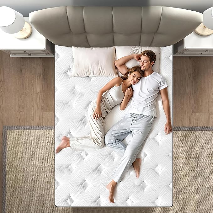 Twin Size Mattress, 10 Inch 5-Zone Pocket Spring Hybrid Mattress with Gel Memory Foam for Pressure Relief & Peaceful Sleep, Medium Firm, Mattress in a Box