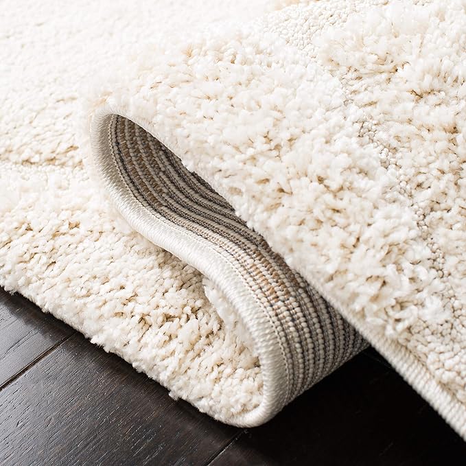 SAFAVIEH Florida Shag Collection Accent Rug - 2'3" x 5', Creme & Creme, Scroll Design, Non-Shedding & Easy Care, 1.2-inch Thick Ideal for High Traffic Areas in Foyer, Living Room, Bedroom (SG455-1111)