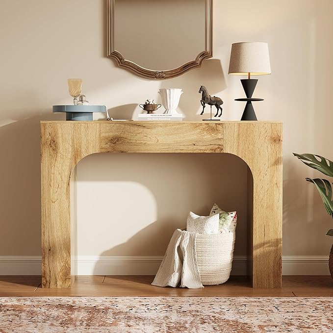 43 Inch Farmhouse Long Console Table, Wooden Sofa Table for Behind Couch, Entryway Furniture for Living Room or Hallway, Foyer Accent in Cracked Oak
