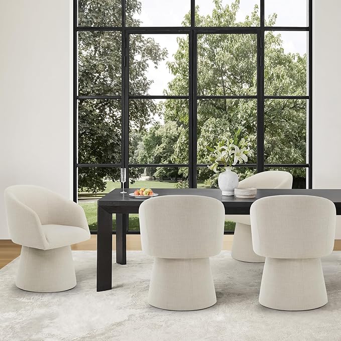 Swivel Dining Chairs Modern Accent Armchair Side Deskchair for Diningroom Vanity Bedroom Livingroom Reading Room,Linen,1 Box