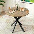 Round Dining Table, 31.5" Small Dining Table for 2-4, Round Kitchen Table with Metal Black Legs, Modern Round Dining Room Table for Kitchen, Apartment, Living Room, Brown