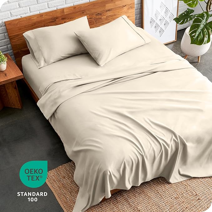 Bare Home Split California King Sheet Set - 1800 Ultra-Soft Microfiber Split California King Bed Sheets - Double Brushed - Deep Pockets - Easy Fit - 5 Piece Set - Bed Sheets (Split Cal King, Sand)