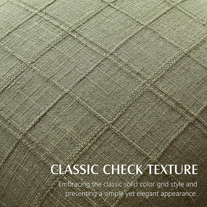 Foindtower Set of 2 Decorative Linen Check Throw Pillow Covers Neutral Farmhouse Lumbar Cushion Covers Modern Boho Home Decor for Sofa Chair Couch Bedroom Living Room Outdoor,12×20 Inch,Sage Green