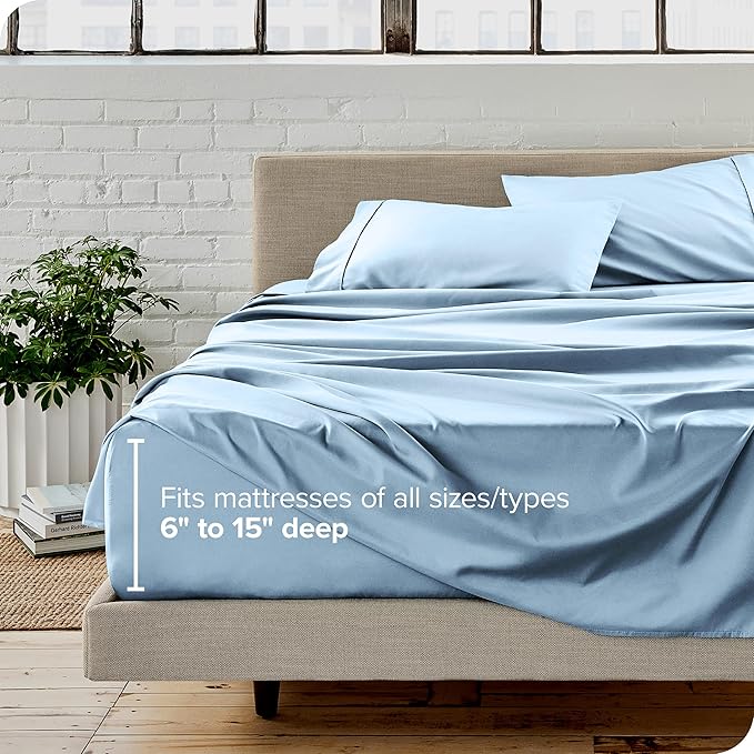 Bare Home California King Sheet Set - 1800 Ultra-Soft Microfiber Cal King Bed Sheets - Double Brushed - Deep Pockets - Easy Fit - 4 Piece Set - Bed Sheets (California King, Light Blue)