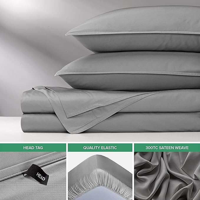 Twin XL Sheets by Pure Bamboo, Genuine 100% Organic Viscose Derived from Bamboo Bed Sheet Set, Luxuriously Soft & Cooling, Double Stitching, Lifetime Quality Promise (Twin XL, Stone Grey)