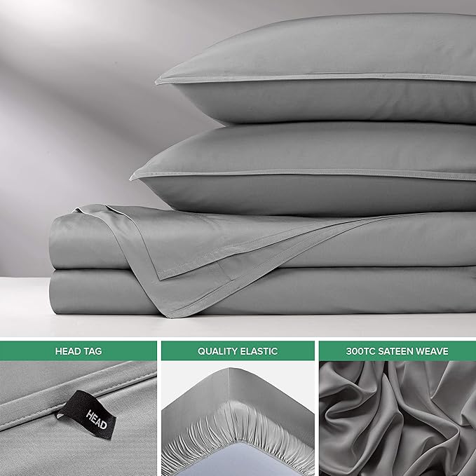 Pure Bamboo Twin Sheets, Genuine 100% Organic Viscose Derived from Bamboo Bed Sheet Set, Luxuriously Soft & Cooling, Double Stitching, 2 Year Quality Promise (Twin, Stone Grey)