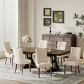 COLAMY Fabric Side Dining Chairs Set of 6, Wingback Upholstered Dining Room Chairs with Tufted Button, Living Room Chairs for Home Kitchen, Beige