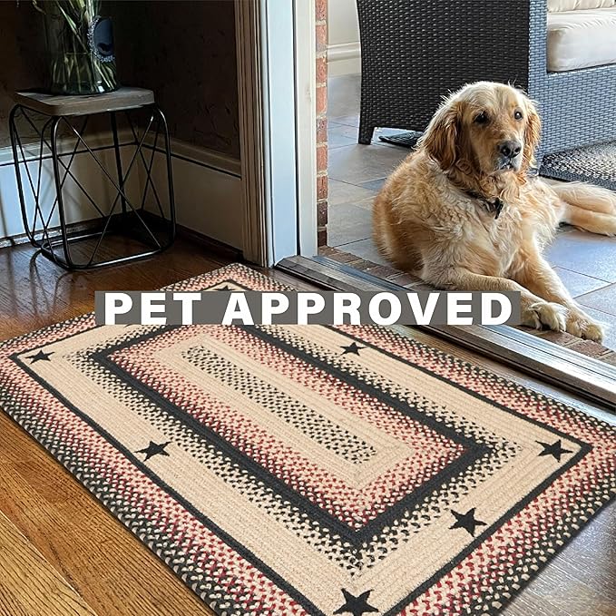 Homespice Gloucester Jute Black 4x6' Braided Area Rug for Living Room, Bedroom and Dining Room. Pet Friendly. Decor Styles- Farmhouse Rug, Rustic, Vintage, Cottage, Primitive, Country, Boho Rug