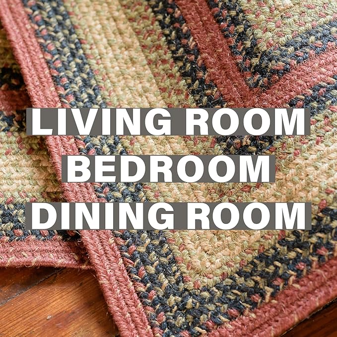 Highland Multi Color Jute Braided Oval Rug, 4x6' - Warm Country and Lodge Decor, Perfect for Bedrooms, Kitchens and Large Entryways - Pet Friendly, Reversible and Easy to Clean