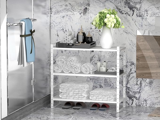 Expandable Stackable Aadjustable Shoe Rack Pantry Shelf for Kitchen Cabinets Counter Shelves Countertop Cupboard Storage Solution,Sturdy Heavy-Duty Metal Construction(3Packs/White/Large)