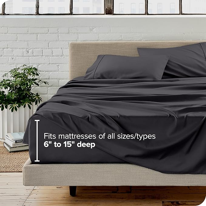 Bare Home Ultra-Soft Full XL Sheet Set - Luxury 1800 - Hydro-Brushed - Deep Pockets - Easy Fit - 4 Piece Set - Bedding Sheets & Pillowcases (Full XL, Forged Iron Grey)