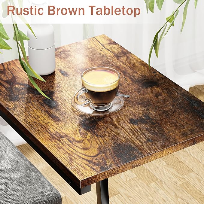 C-Shaped End-Table Set of 2 - Side Table for Couch,Curved Support Legs, Slide Under Couch Table for Sofa, TV Tray Table for Living Room Bedroom (Rustic Brown)