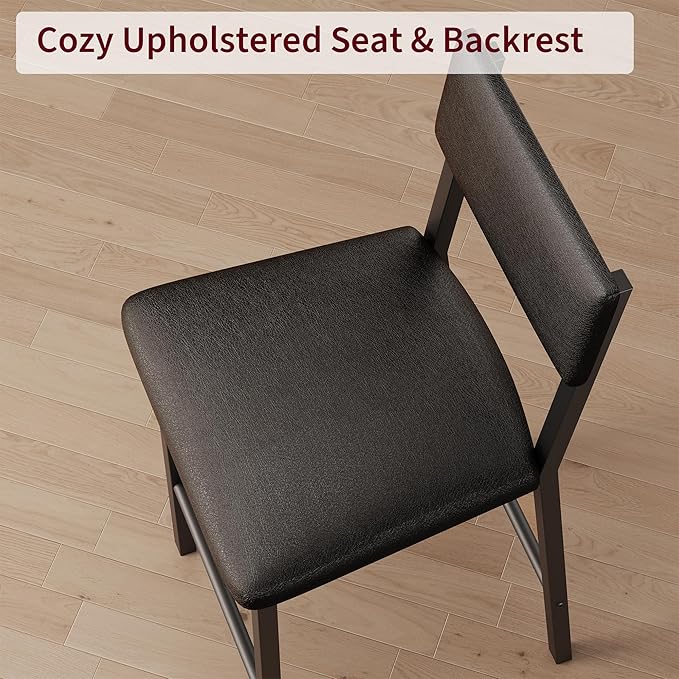 Garvee Bar Stools Set of 4, Kitchen Barstools with Thick Cushion, 25 Inch Counter Height Bar Stools with Backrest and Footrest, for Dining Room, Kitchen Island Counter Chairs, Retro Black
