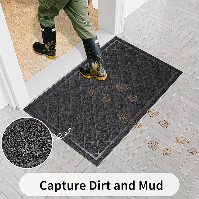 Front Door Mat Indoor Outdoor, 60" x 36" Non Slip Welcome Doormat for Entryway, Heavy Duty Low Profile Entrance Rug for High Traffic Areas, Patio, Outside Entry, Yard, Porch Waterproof