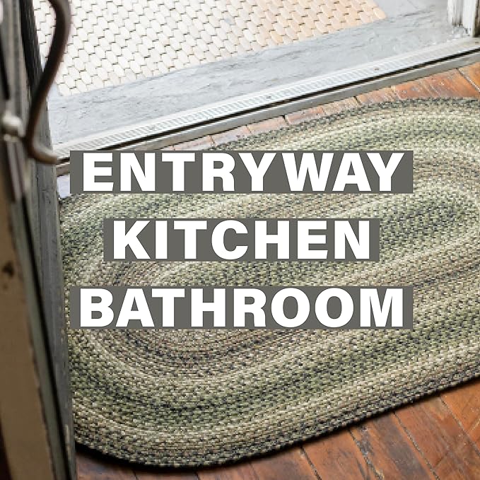 Homespice Pinecone Small Braided Rugs 27x45 - Rustic Jute Kitchen Rug for Country Decor