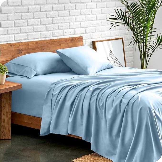 Bare Home California King Sheet Set - 1800 Ultra-Soft Microfiber Cal King Bed Sheets - Double Brushed - Deep Pockets - Easy Fit - 4 Piece Set - Bed Sheets (California King, Light Blue)
