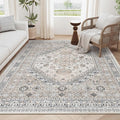 zesthome 3x5 Rug Ultra Soft Washable Rug, Non Slip Area Rug Indoor Entrance, Stain Resistant Rugs for Living Room Bedroom, Vintage Home Decor Area Rugs (Beige,3'x5')