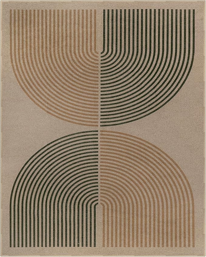Lahome Modern Rainbow Easy Jute Rug, 8x10 Living Room Rug Indoor Outdoor Patio Rug Farmhouse Large Area Rug, Contemporary Non Slip Non Shedding Carpet for Bedroom Backyard Dining Room