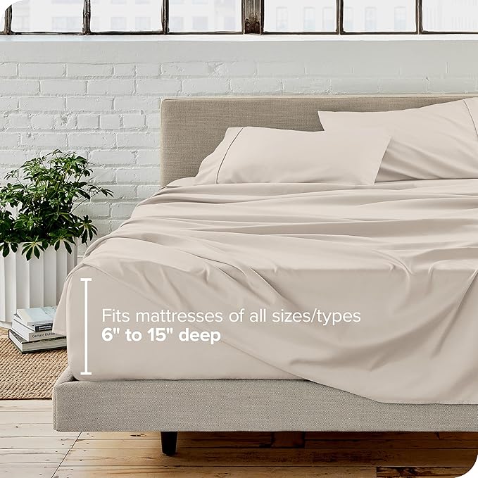 Bare Home Twin XL Sheet Set - 1800 Ultra-Soft Microfiber Twin Extra Long Bed Sheets - Double Brushed - Deep Pockets - Easy Fit - Extra Soft - 3 Piece Set - Bed Sheets & Pillowcases (Twin XL, Wheat)
