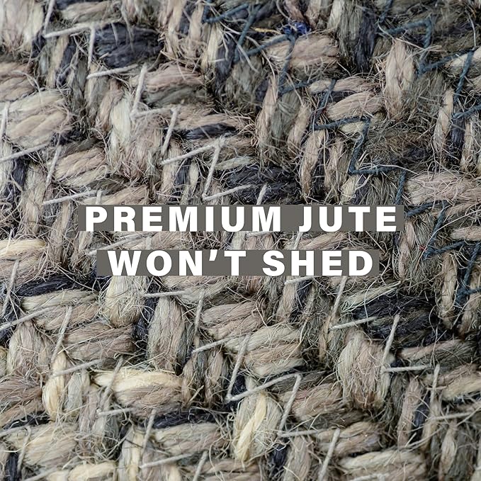 Flint Hill Oval Area Rugs 4x6' - Large Braided Jute Entryway Rug for Primitive Decor