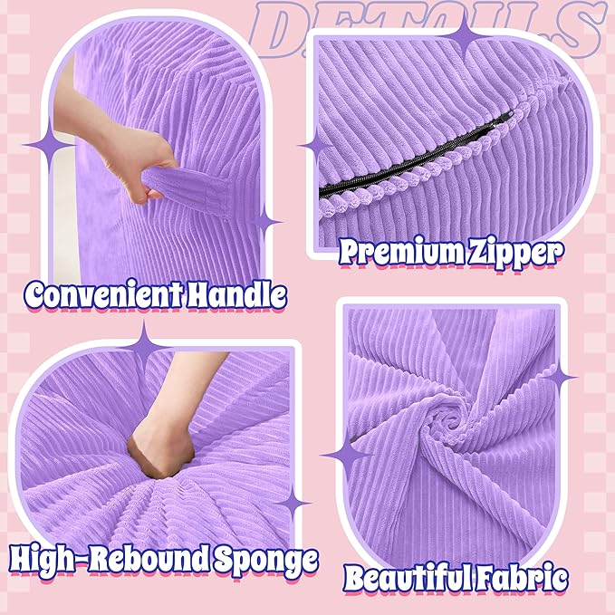 HABUTWAY 3FT Bean Bag Chair,Giant Bean Bag Chairs for Adults,Big Bean Bags with Memory Foam Filled, Large Beanbag Chairs with Soft Corduroy Cover-Purple