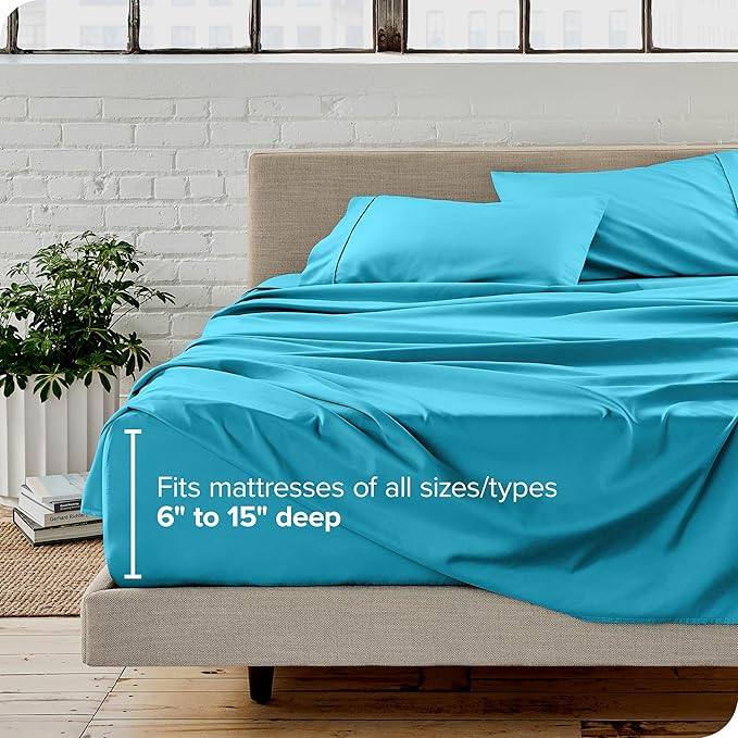 Bare Home King Sheet Set - Luxury 1800 Ultra-Soft Microfiber King Bed Sheets - Double Brushed - Deep Pockets - Easy Fit - 4 Piece Set - Bedding Sheets & Pillowcases (King, Aqua)