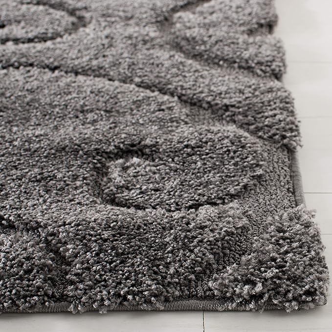 SAFAVIEH Florida Shag Collection Runner Rug - 2'3" x 19', Grey, Scroll Design, Non-Shedding & Easy Care, 1.2-inch Thick Ideal for High Traffic Areas in Living Room, Bedroom (SG455-8013)