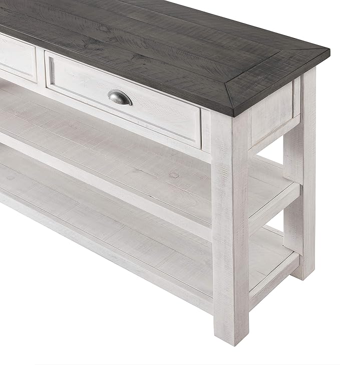 Martin Svensson Home Monterey Solid Wood Sofa Console Table White with Grey Top