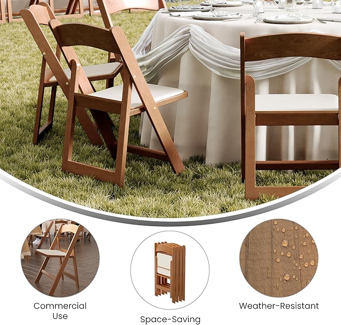 Flash Furniture Hercules Folding Resin – 800LB Weight Capacity Event Chair, Set of 1, Chestnut